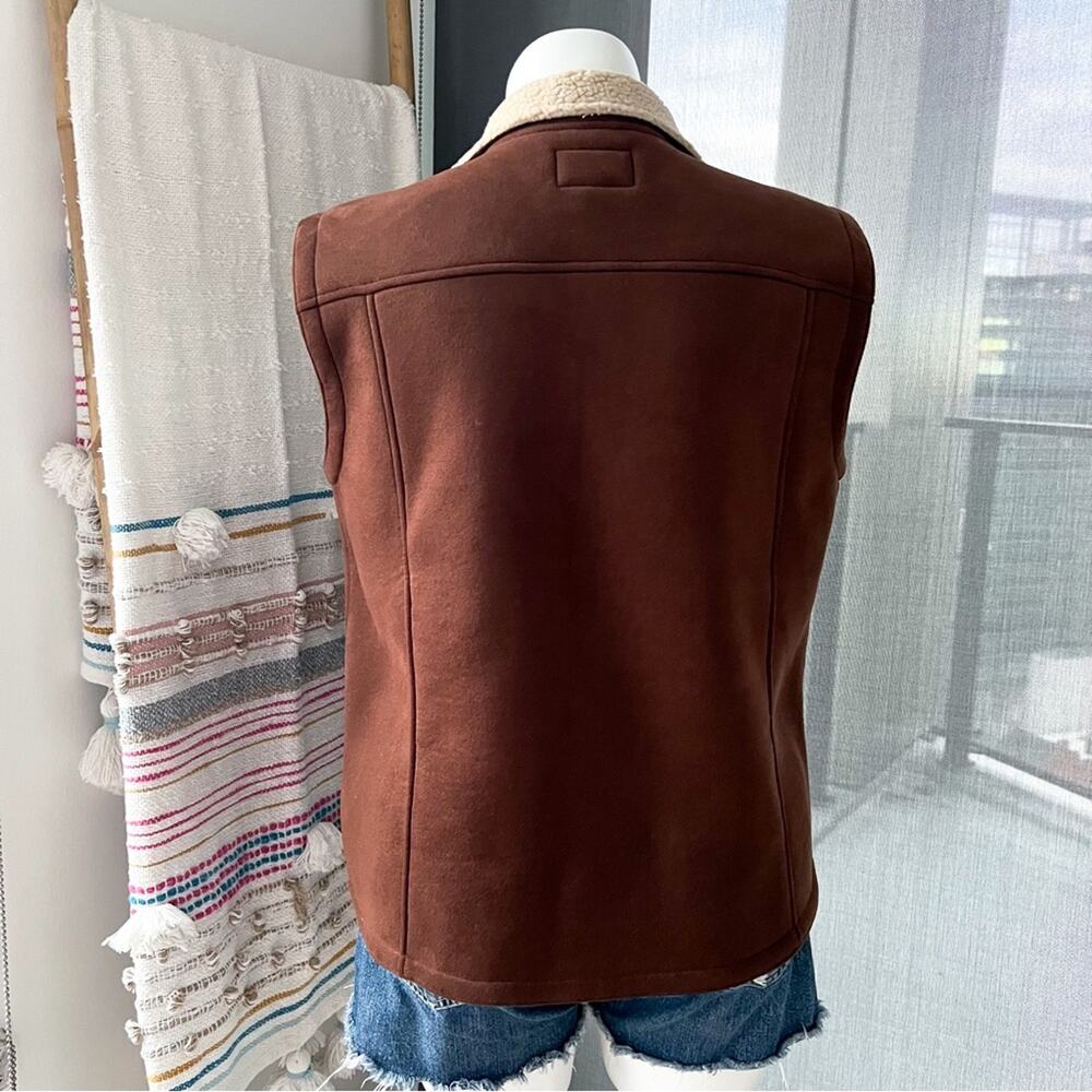 Lauren Ralph Lauren Brown Shearling Lined Faux Suede Barn Vest Women’s Size XL - Picture 6 of 10